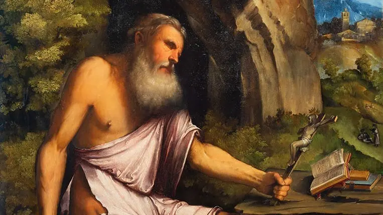 Un particolare del San Girolamo dipinto da Romanino e conservato a Brescia