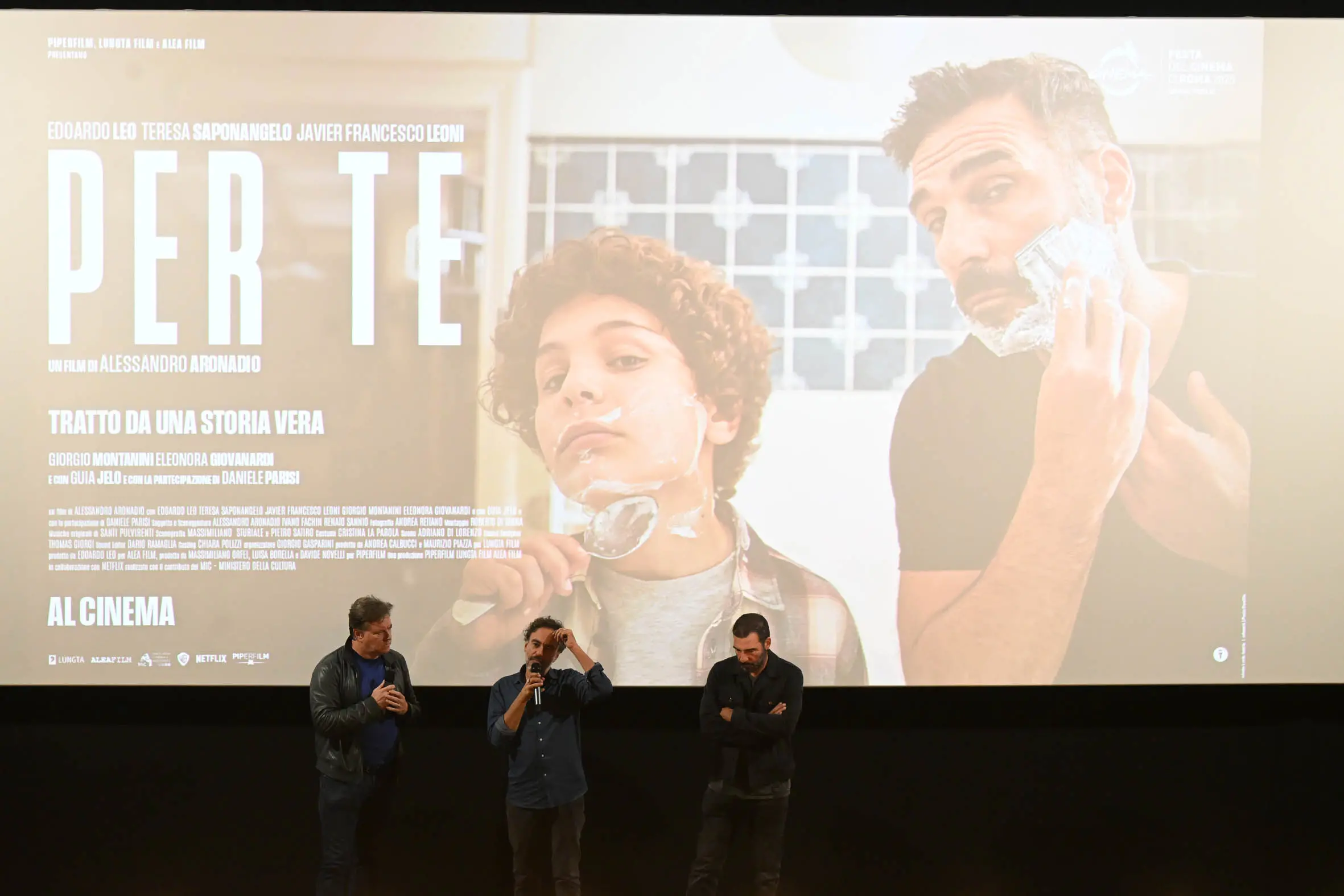 SPETTACOLI BRESCIA CINEMA MORETTO PRESENTAZIONE FILM -PER TE - CON INTERVENTO DI EDOARDO LEO E ALESSANDRO  ARONADIO NELLA FOTO  EDOARDO LEO E ALESSANDRO  ARONADIO 18/102025 newreporter©favretto 
