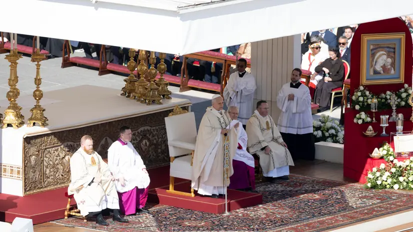 Pope Leo XIV during the canonization mass in St. Peter's Square, in the Vatican, 18 October 2025 ANSA/MASSIMO PERCOSSI