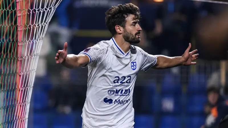 L'esultanza di Spagnoli dopo il gol - Foto New Reporter Comincini © www.giornaledibrescia.it