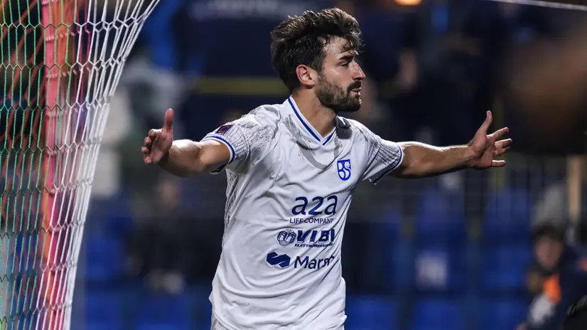 L'esultanza di Spagnoli dopo il gol - Foto New Reporter Comincini © www.giornaledibrescia.it