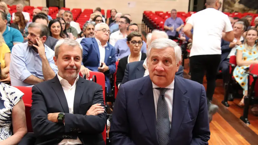 Antonio Tajani e l'on. Raffaele Nevi alla Comunità Incontro di Amelia per un'iniziativa in vista delle prossime elezioni. Foto del collaboratore Gianluigi Basilietti