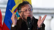 epa12461359 Colombian President Gustavo Petro speaks during a public ceremony recognizing the state's international responsibility before the Jose Alvear Restrepo Lawyers' Collective (Cajar) in Bogota, Colombia, 17 October 2025. The Colombian state publicly apologized to the collective for more than three decades of persecution, harassment, and illegal intelligence gathering, in compliance with the ruling of the Inter-American Court of Human Rights (IACHR), which in 2024 declared its international responsibility. EPA/MAURICIO DUENAS CASTANEDA