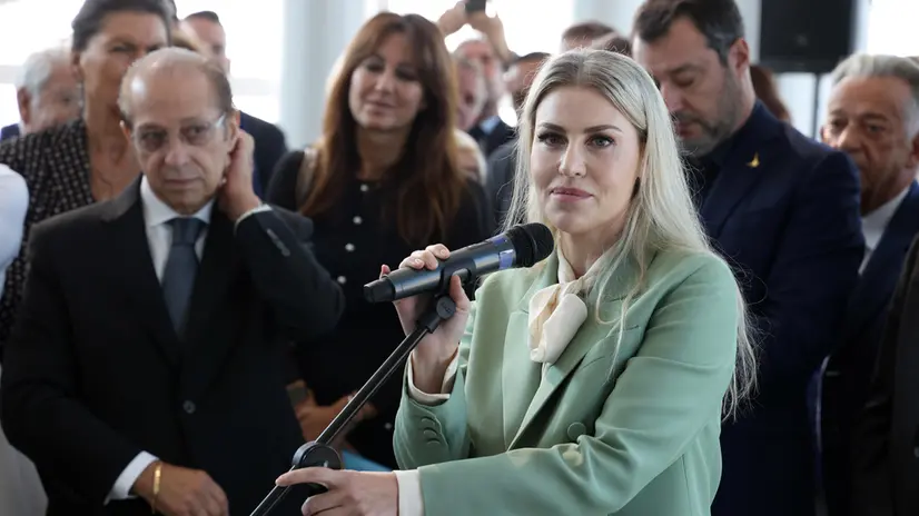 Barbara Berlusconi in occasione della cerimonia di intitolazione del Belvedere di palazzo Lombardia a suo padre Silvio Berlusconi. Milano 29 Settembre 2023. ANSA / MATTEO BAZZI