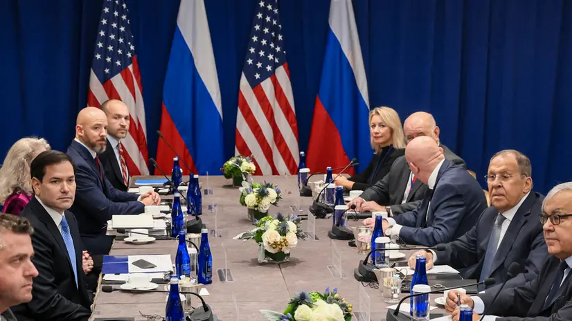 epa12403740 A handout photo made available by the press service of the Russian Ministry of Foreign Affairs shows US Secretary of State Marco Rubio (2-L) and Russian Foreign Minister Sergei Lavrov (2-R) during a bilateral meeting at the UN headquarters in New York, New York, USA, 24 September 2025 (issued 25 September 2025), on the sidelines of the 80th session of the United Nations General Assembly (UNGA). EPA/RUSSIAN FOREIGN MINISTRY PRESS SERVICE HANDOUT -- MANDATORY CREDIT -- HANDOUT EDITORIAL USE ONLY/NO SALES