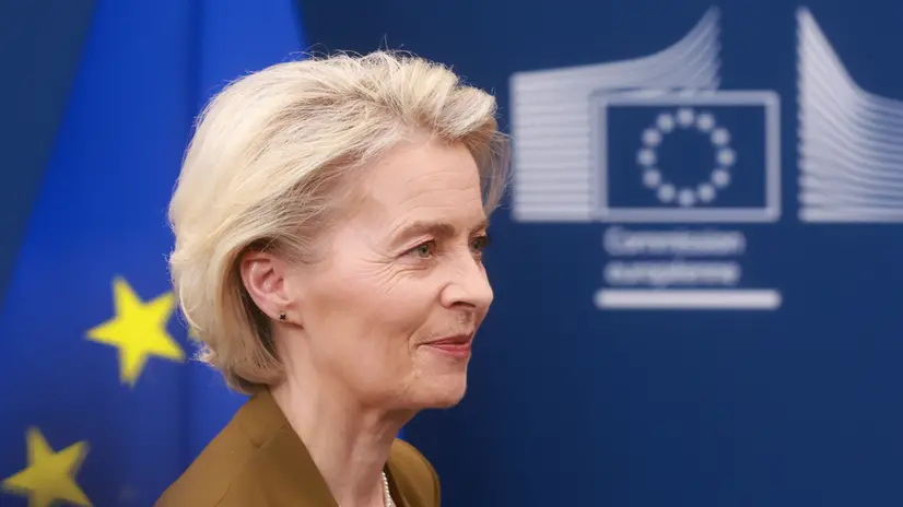 epa12457654 European Commission President Ursula von der Leyen attends a press statement on the Pact for the Mediterranean following the weekly EU Commissioners College meeting in Brussels, Belgium, 16 October 2025. The European Commission and the High Representative set out a new strategy to strengthen EU relations with its Southern Mediterranean partners, to boost political, economic, and security cooperation, focusing on sustainable growth, border control, climate action, and reducing irregular migration across the Mediterranean. EPA/OLIVIER HOSLET
