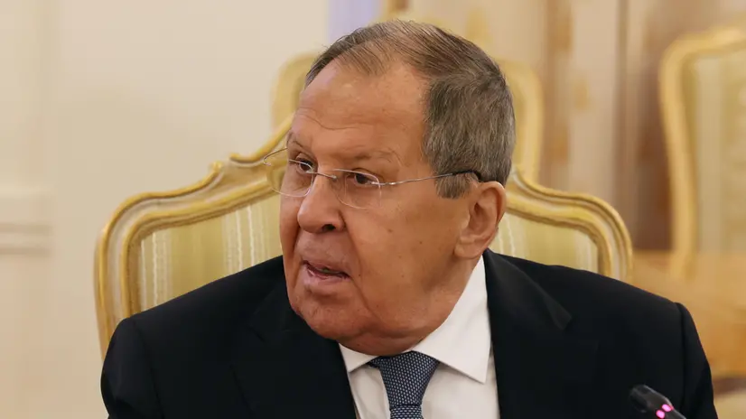 epa12469426 Russian Foreign Minister Sergei Lavrov attends a meeting with Ethiopian Foreign Minister Gedion Timothewos (not pictured) in Moscow, Russia 21 October 2025. EPA/SHAMIL ZHUMATOV / POOL