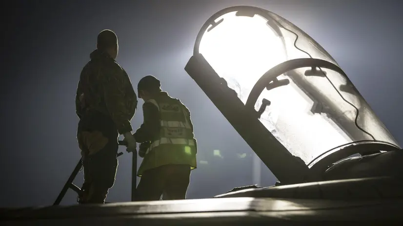 epa06667950 A handout photo made available by the British Ministry of Defence (MoD) showing a British Royal Air Force (RAF) a Tornado Navigator getting into the cockpit of his aircraft at RAF Akrotiri, Cyprus, 14 April 2018.The MoD report that four RAF Tornado's took off on 14 April 2018 from RAF Akrotiri to conduct precision strikes on Syrian installations involved in the use of chemical weapons. The Tornados, flown by 31 Squadron the Goldstars, were supported by a Voyager aircraft. They launched Storm Shadow missiles at a military facility â a former missile base â some fifteen miles west of Homs, where the regime is assessed to keep chemical weapon precursors stockpiled in breach of Syriaâs obligations under the Chemical Weapons Convention. Very careful scientific analysis was applied to determine where best to target the Storm Shadows to maximise the destruction of the stockpiled chemicals and to minimise any risks of contamination to the surrounding area. The facility which was struck is located some distance from any known concentrations of civilian habitation, reducing yet further any such risk. EPA/Cpl L MATTHEWS / BRITISH MINISTRY OF DEFENCE / HANDOUT MANDATORY CREDIT MOD: CROWN COPYRIGHT HANDOUT EDITORIAL USE ONLY/NO SALES