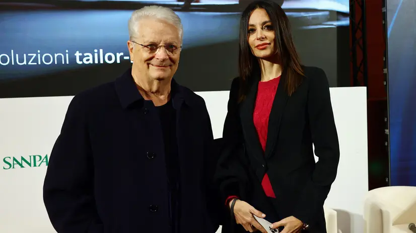 Iginio Massari con la figlia Debora, Iniziativa Impresa Vincenti di Intesa Sanpaolo, Brescia 16 novembre 2022. Ansa Filippo Venezia