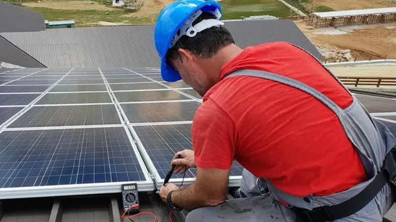 Un tecnico impegnato in una installazione