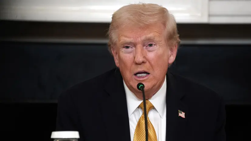 epa12476783 US President Donald Trump speaks during a roundtable with the Homeland Security Task Force in the State Dining Room of the White House in Washington, DC, USA, 23 October 2025. EPA/WILL OLIVER / POOL POOL