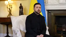 epa12478330 Ukraine's President Volodymyr Zelensky at the top of a meeting with the British prime minister at 10 Downing Street in London, Britain, 24 October 2025. The two leaders are meeting ahead of a 'Coalition of the Willing' meeting on military support for Ukraine attended by Western leaders in person and virtually. EPA/TOLGA AKMEN / POOL