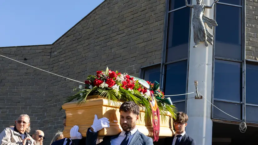 I funerali di Raffaele Marianella a Cesano di Roma, ucciso dai tifosi del Rieti Basket dopo la partita. Roma, 28 ottobre 2025. ANSA/MASSIMO PERCOSSI
