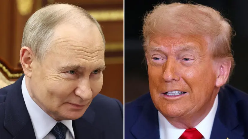 In una combo il presidente russo Vladimir Putin (S) e il presidente americano Donald Trump. ANSA/WILL OLIVER /MIKHAIL METZEL