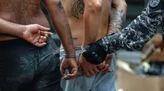 epa12487917 Rio de Janeiro Police officers transport two individuals arrested during an operation in Rio de Janeiro, Brazil, 28 October 2025. At least twenty people were killed and fifty were arrested during a major police operation against Comando Vermelho, one of the most powerful organized crime gangs in Rio de Janeiro. EPA/ANTONIO LACERDA