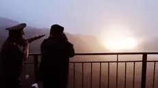 epaselect epa12363404 A photo released by the official North Korean Central News Agency (KCNA) shows North Korea leader Kim Jong Un (R) overseeing a ground jet test of high-thrust solid-fuel engine using composite carbon fiber material at an undisclosed location in North Korea, 08 September 2025 (issued 09 September 2025). According to KCNA, North Korea's Missile Administration, together with the Academy of Chemical Materials, conducted another ground jet test of the high-thrust solid-fuel engine using composite carbon fiber material. EPA/KCNA EDITORIAL USE ONLY