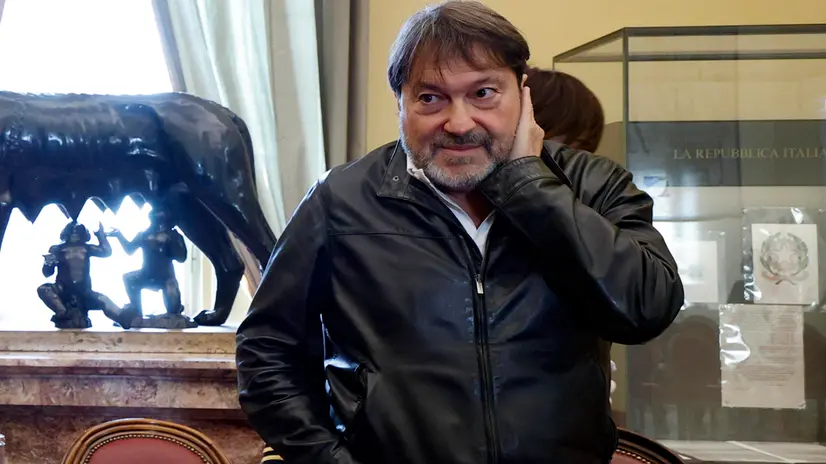 Sigfrido Ranucci durante la presentazione del libro “Genocidio”, Camera dei Deputati, Roma 27 ottobre 2025. ANSA/FABIO FRUSTACI