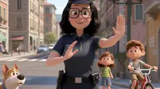 Un agente della Polizia locale a cartone animato