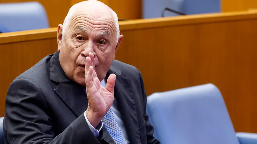 Il ministro della Giustizia Carlo Nordio, durante il convegno "Vedere meglio, vivere meglio, tutti”, presso l'Aula dei Gruppi parlamentari della Camera dei Deputati, Roma, 21 ottobre 2025. ANSA/ANGELO CARCONI