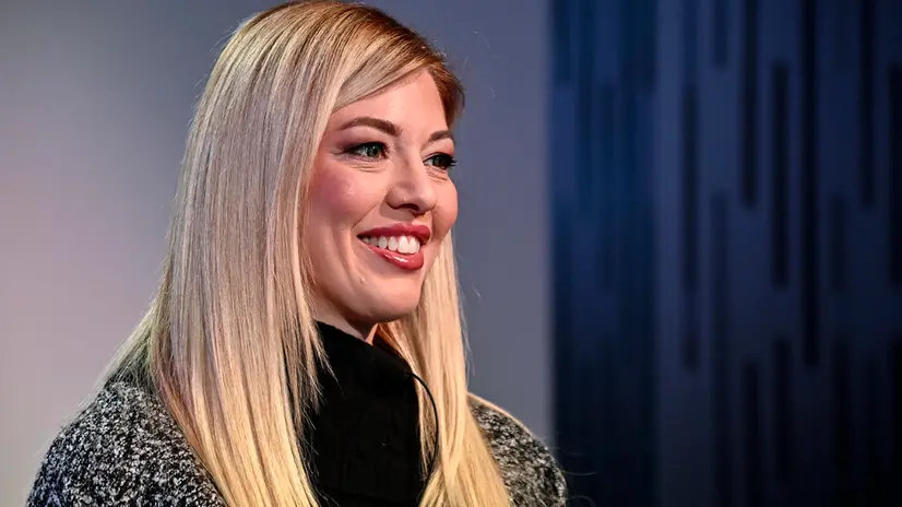 Maria Rosaria Boccia durante la trasmissione televisiva L’aria che tira condotta da David Parenzo ed in onda su La7, Roma, 3 febbraio 2025. ANSA/RICCARDO ANTIMIANI