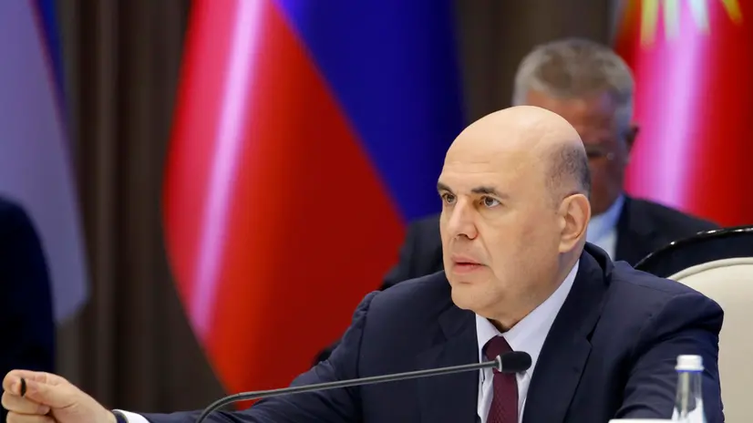 epa12301822 Russian Prime Minister Mikhail Mishustin attends a meeting of the Eurasian Intergovernmental Council in Cholpon-Ata, Kyrgyzstan, 15 August 2025. EPA/IGOR KOVALENKO
