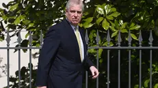 epa10566176 Britain's Prince Andrew, Duke of York departs the Easter Sunday service at St Georges Chapel at Windsor Castle in Windsor, Britain, 09 April 2023. EPA/NEIL HALL