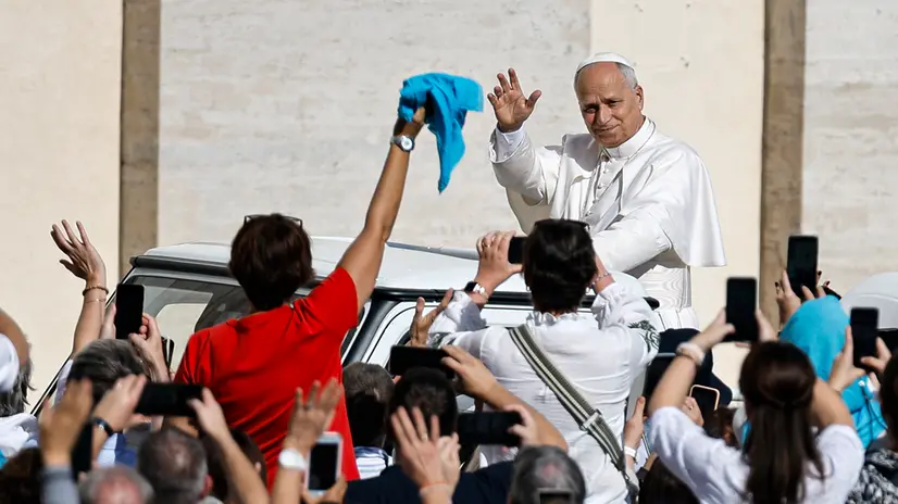 Pope Leo XIV during the meeting with educators for the Jubilee of World Education, in Saint Peter's Square, in Vatican City, 31 October 2025. ANSA/ANGELO CARCONI