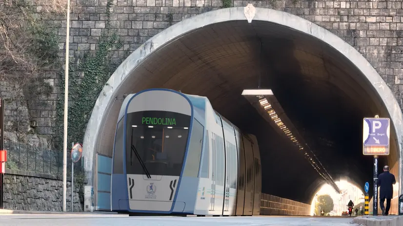 Il passaggio del tram in una elaborazione grafica - © www.giornaledibrescia.it