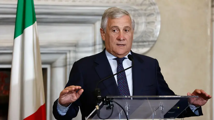Il ministro degli Esteri Antonio Tajani durante l’incontro con Commissario europeo Maroš Sefcovic, presso Villa Madama, Roma, 31 ottobre 2025, ANSA/VINCENZO LIVIERI