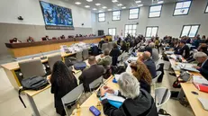 Una veduta dell'aula bunker del carcere di Santa Maria Capua Vetere dove si svolgerà il processo per le violenze ai detenuti avvenute nel vicino istituto di pena il 6 aprile 2020 da parte di alcuni agenti della polizia penitenziaria. Napoli 7 Novembre 2022. ANSA/CESARE ABBATE