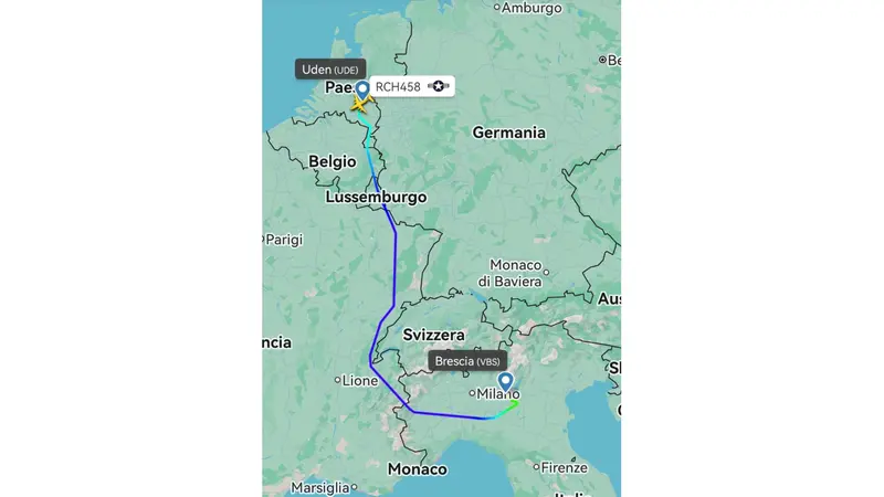 Il volo tracciato su FlightRadar24