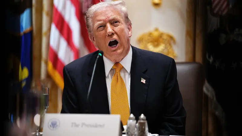 epa12511086 United States President Donald J Trump speaks during a bilateral lunch with Prime Minister of Hungary Viktor Orban in the Cabinet Room of the White House in Washington, DC, USA, 07 November 2025. EPA/AARON SCHWARTZ / POOL