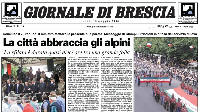 La prima pagina del GdB del 15 maggio 2000