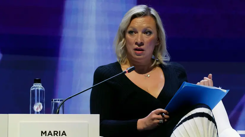 epa12441957 Director of the Department of Information and Press of the Russian Foreign Ministry Maria Zakharova speaks during the plenary session 'Natural Gas Market In 2025-2035: New Contours In Fast-Moving Environment' at the St. Petersburg International Gas Forum (SPIGF) in St. Petersburg, Russia, 09 October 2025. The 14th SPIGF takes place at the 'Expoforum' pavilions from 07 to 10 October 2025. EPA/ANATOLY MALTSEV