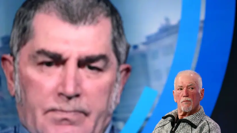 Sebastiano Visintin, marito di Liliana Resinovich, durante la trasmissione 'Porta a Porta' condotta da Bruno Vespa, Roma, 04 marzo 2025. ANSA/ETTORE FERRARI