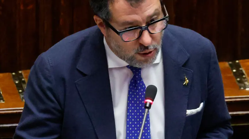Italian Minister for Infrastructure and Deputy Prime Minister Matteo Salvini during a Question time at the Chamber of Deputies, Rome 16 July 2025. ANSA/FABIO FRUSTACI