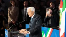 Apertura della Conferenza nazionale sulle dipendenze, con il Presidente della Repubblica Sergio Mattarella, la presidente del Consiglio Giorgia Meloni, e i presidenti del Senato Ignazio La Russa e della Camera Lorenzo Fontana, Roma 7 novembre 2025. ANSA/Filippo Attili - Uff stampa Palazzo Chigi + UFFICIO STAMPA, PRESS OFFICE, HANDOUT PHOTO, NO SALES, EDITORIAL USE ONLY + NPK