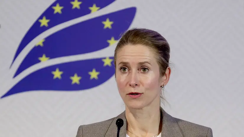 epa12515337 The EU's High Representative for Foreign Affairs and Security Policy, Kaja Kallas, makes a statement at the end of the IV CELAC-EU Summit in Santa Marta, Colombia, 09 November 2025. The European Union (EU) and the Community of Latin American and Caribbean States (CELAC) urged all parties involved in the conflict in Gaza to commit to peace and ensure 'immediate and unhindered' access to humanitarian aid. EPA/Carlos Ortega