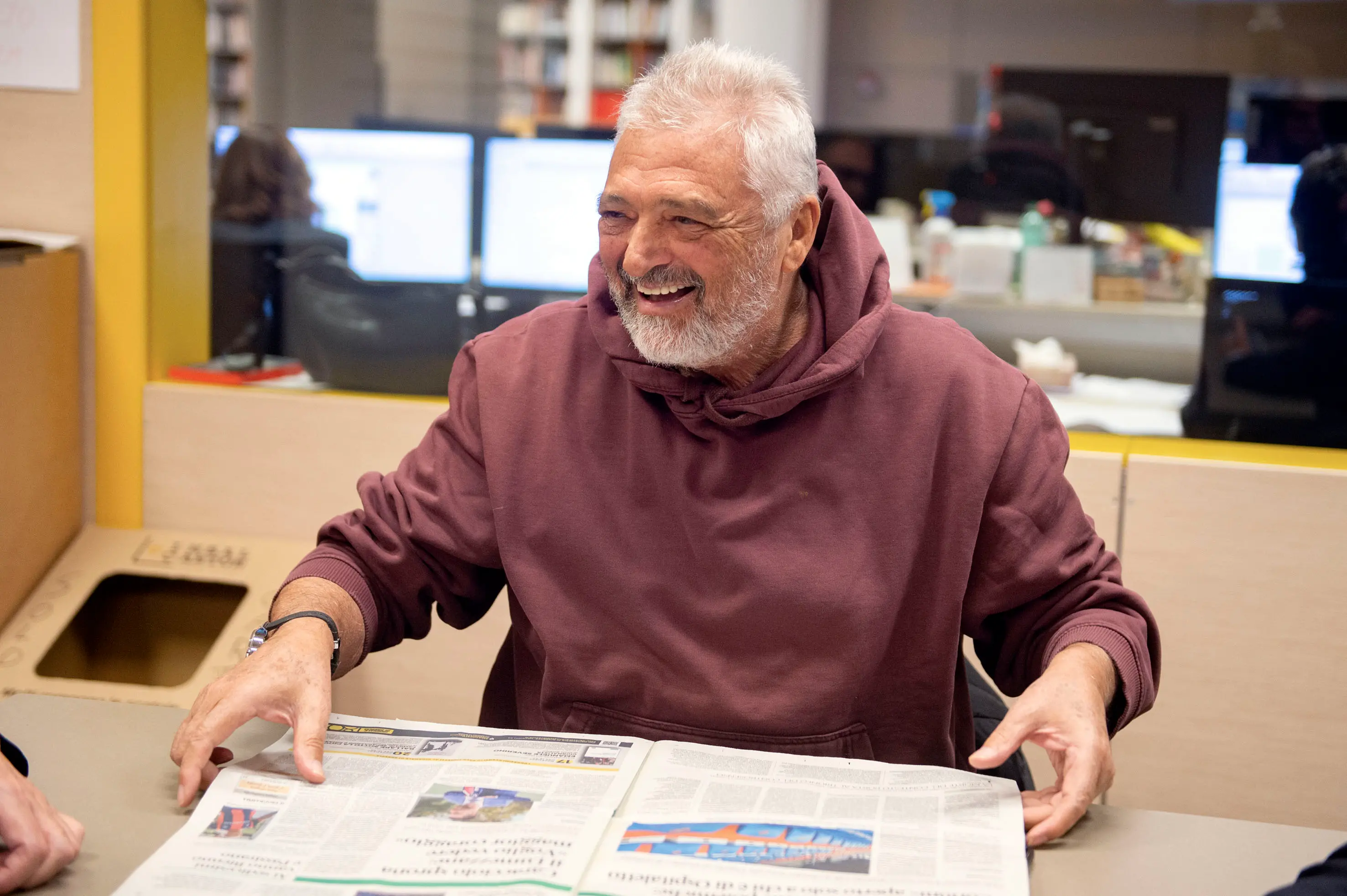 Spillo Altobelli in visita alla redazione del Giornale di Brescia