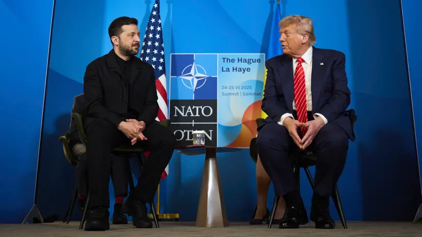 Trump e  Zelenskyy durante il summit Nato di giugno - Ansa © www.giornaledibrescia.it
