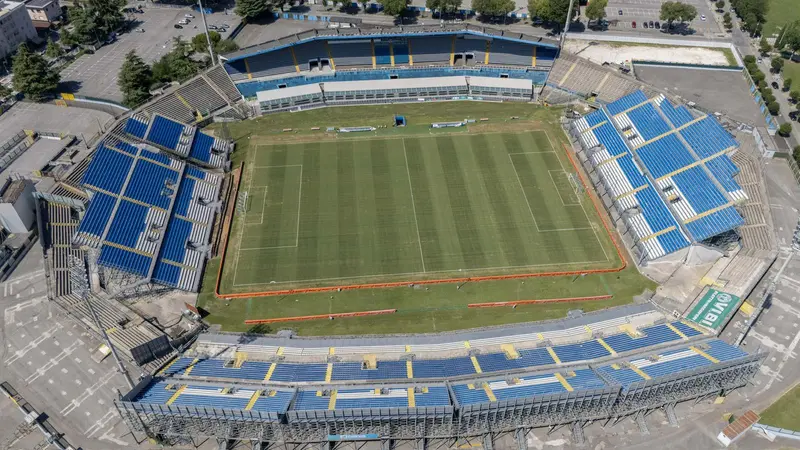 Una veduta aerea dello stadio Rigamonti - Media house Union Brescia