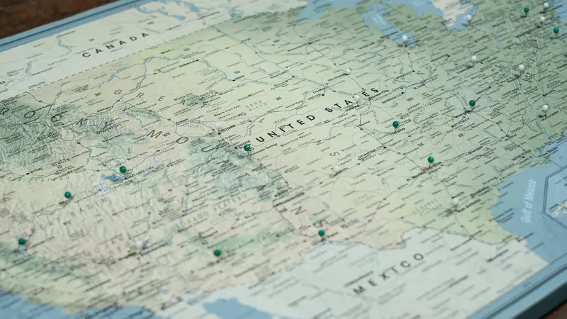 Una cartina degli Stati Uniti d'America