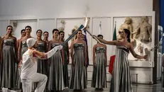 L'accensione della fiamma olimpica a Olimpia