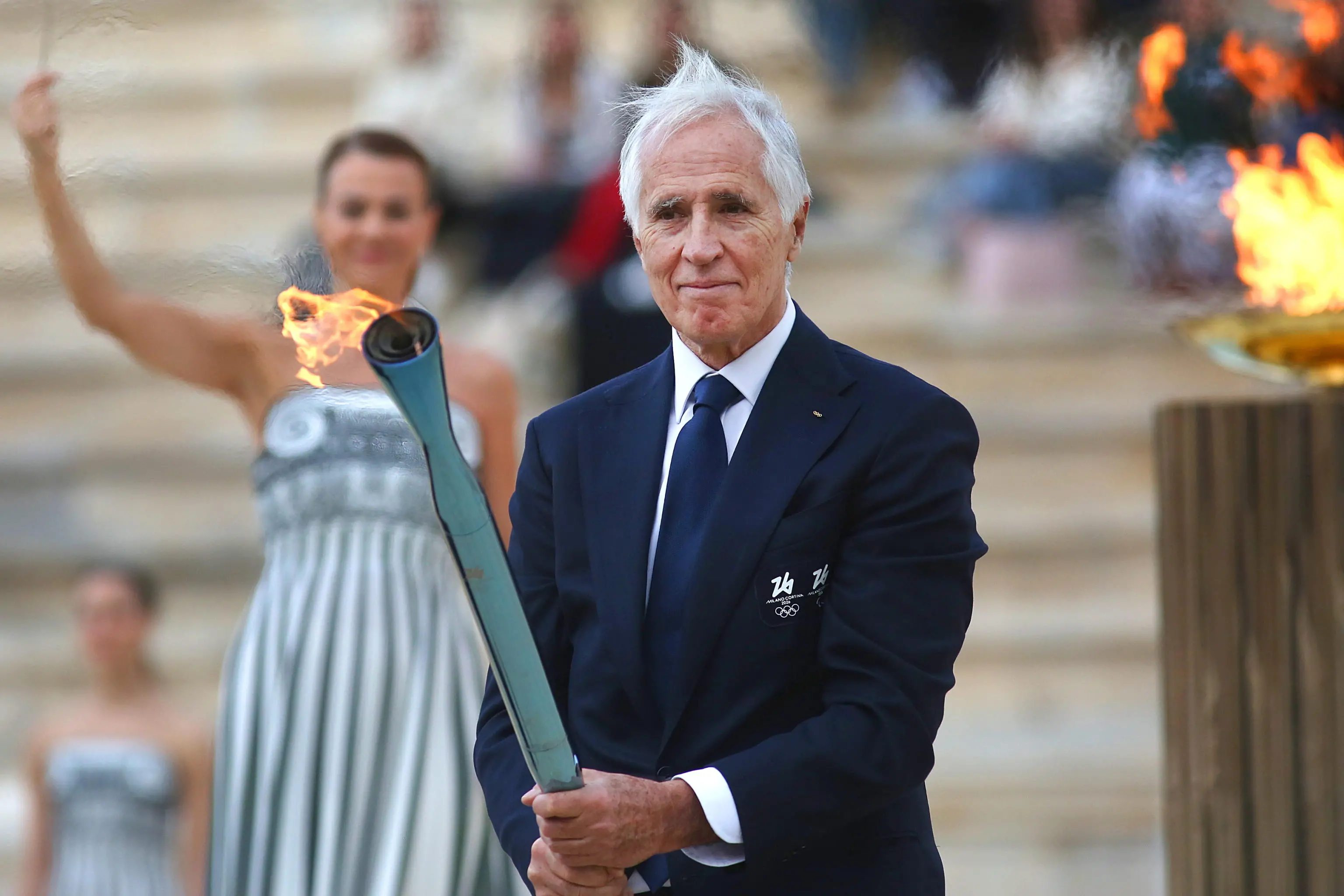 L'accensione della fiamma olimpica ad Atene