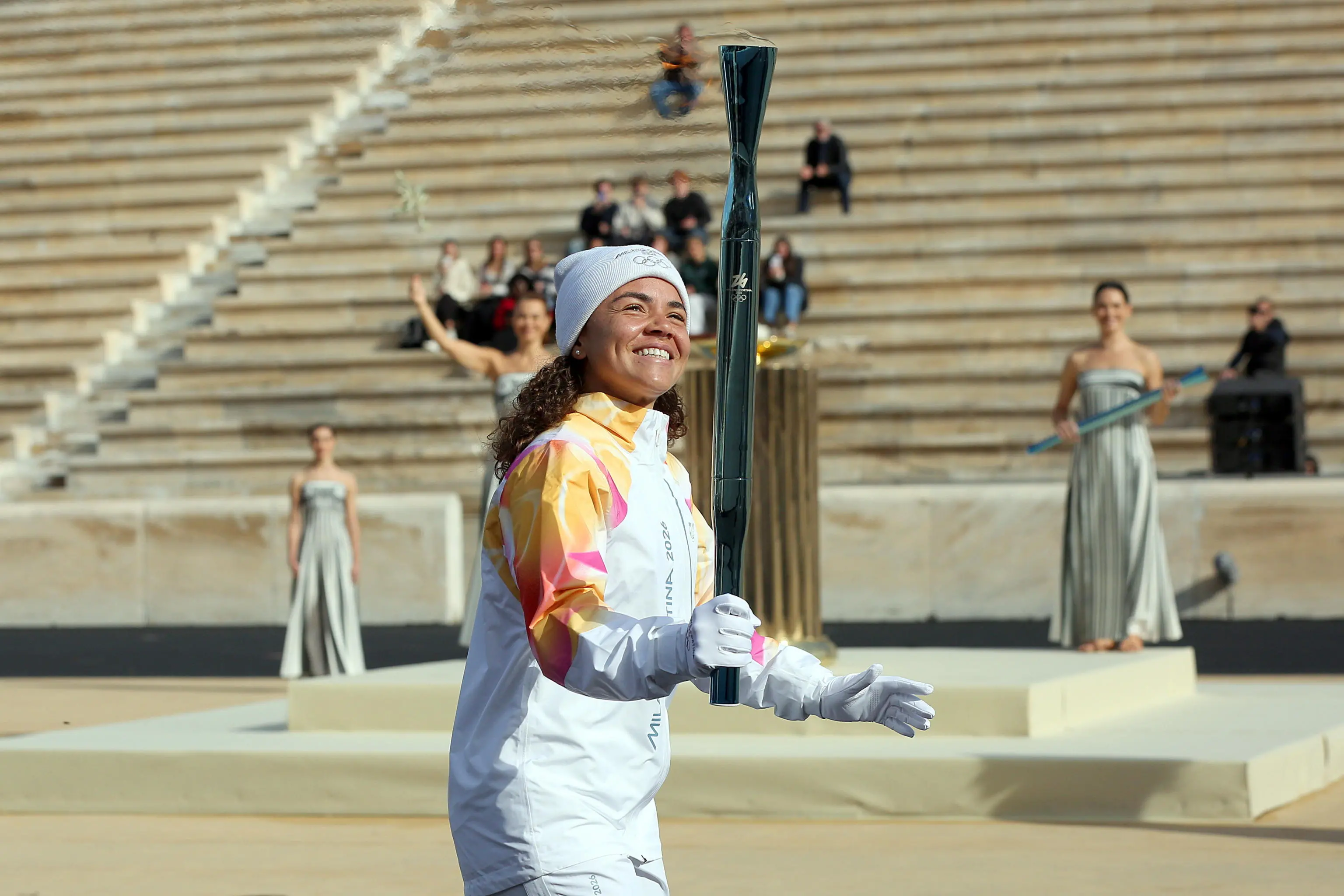 L'accensione della fiamma olimpica ad Atene