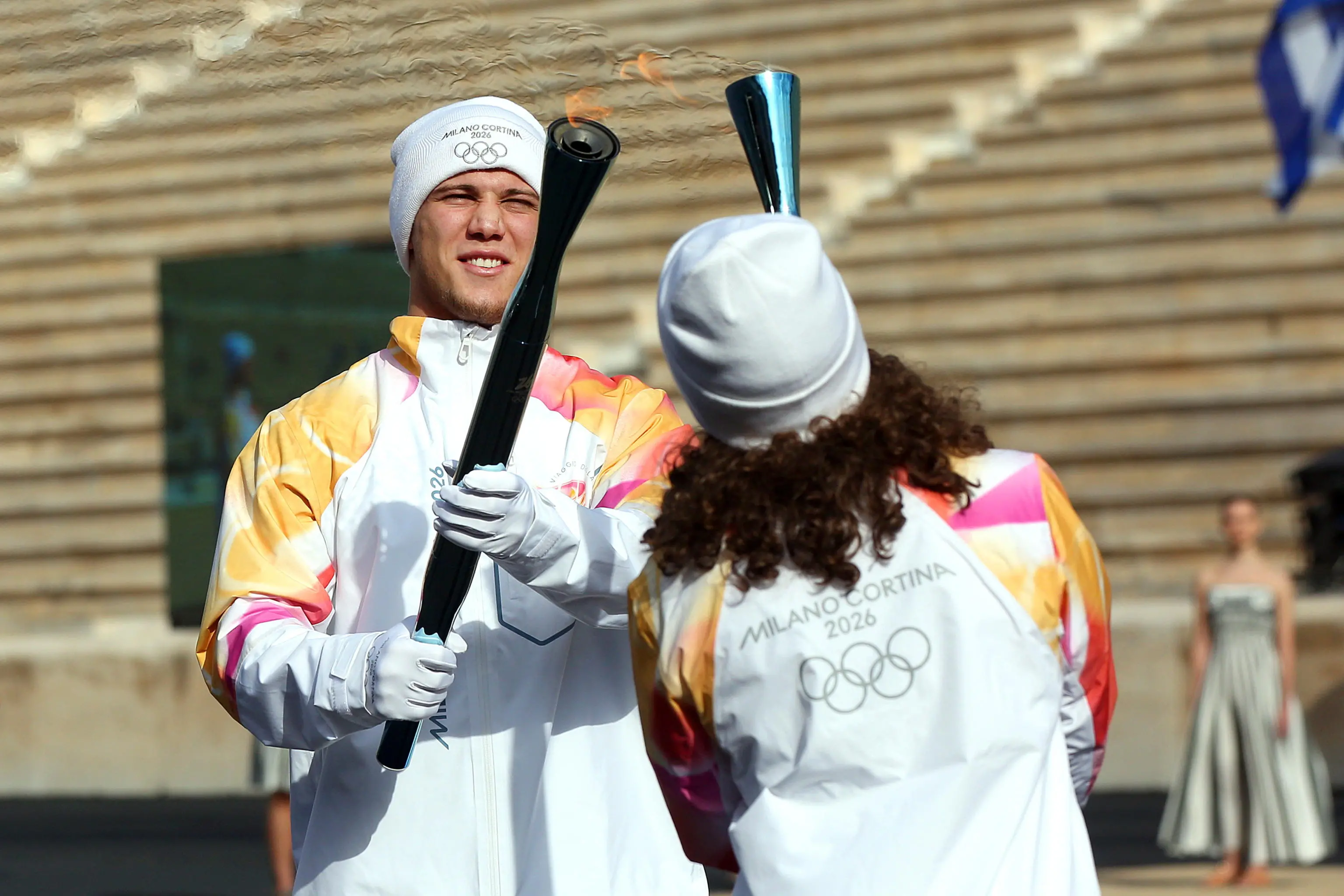 L'accensione della fiamma olimpica ad Atene