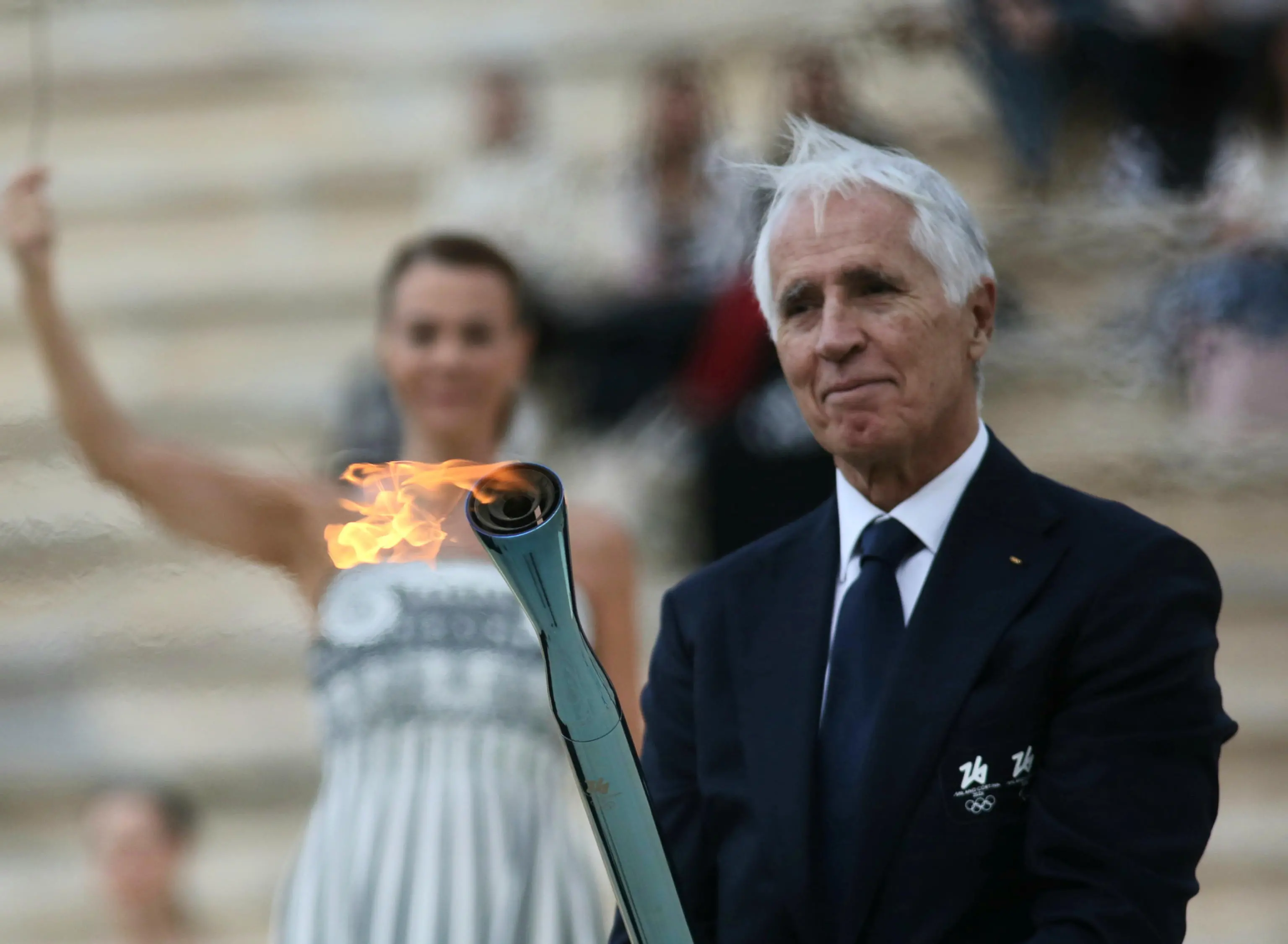 L'accensione della fiamma olimpica ad Atene