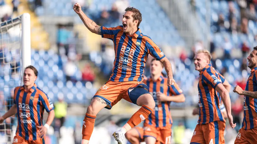 Esultanza durante Union Brescia - Albinoleffe - Foto New Reporter Comincini  © www.giornaledibrescia.it