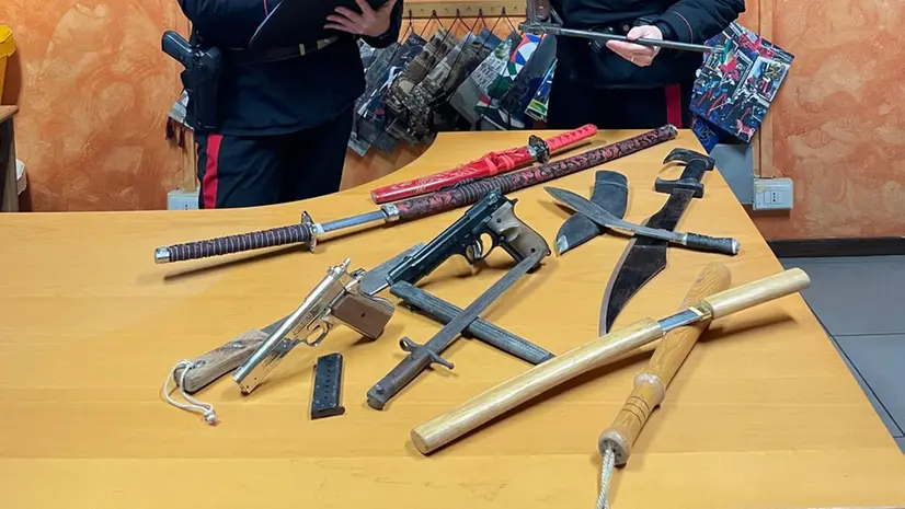 L'arsenale trovato a casa dell'uomo di Erbusco