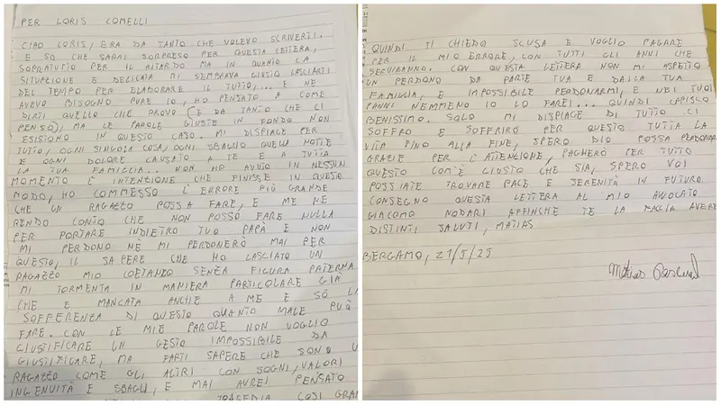 La lettera che Matias Pascual ha scritto a Loris Comelli © www.giornaledibrescia.it